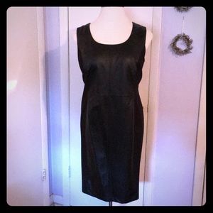 Stunning black faux leather and ponte dress sz 26